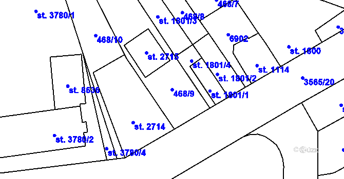 Parcela st. 468/9 v KÚ Zlín, Katastrální mapa