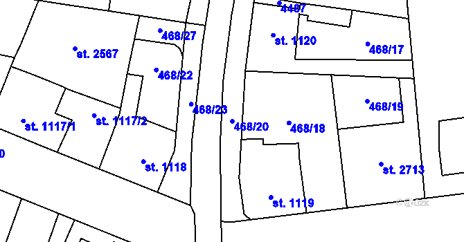 Parcela st. 468/20 v KÚ Zlín, Katastrální mapa