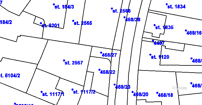 Parcela st. 468/27 v KÚ Zlín, Katastrální mapa