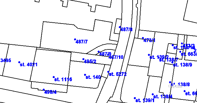 Parcela st. 487/9 v KÚ Zlín, Katastrální mapa
