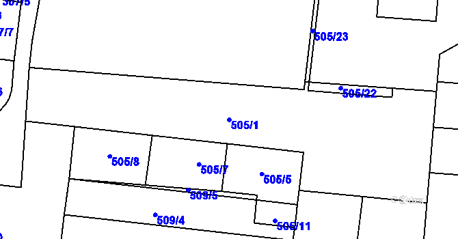 Parcela st. 505/1 v KÚ Zlín, Katastrální mapa