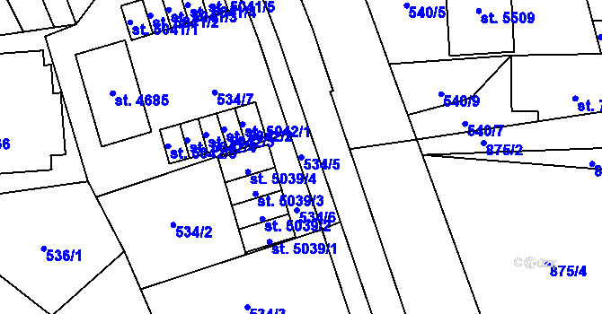 Parcela st. 534/5 v KÚ Zlín, Katastrální mapa