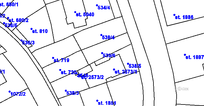 Parcela st. 539/6 v KÚ Zlín, Katastrální mapa
