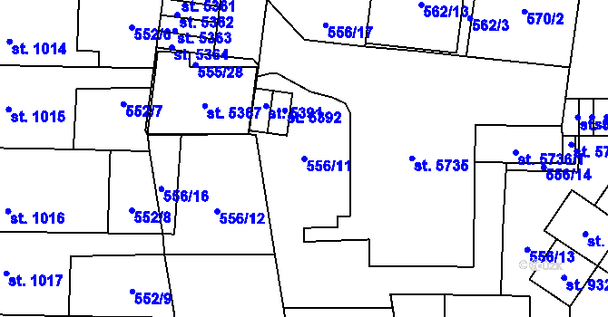Parcela st. 556/11 v KÚ Zlín, Katastrální mapa