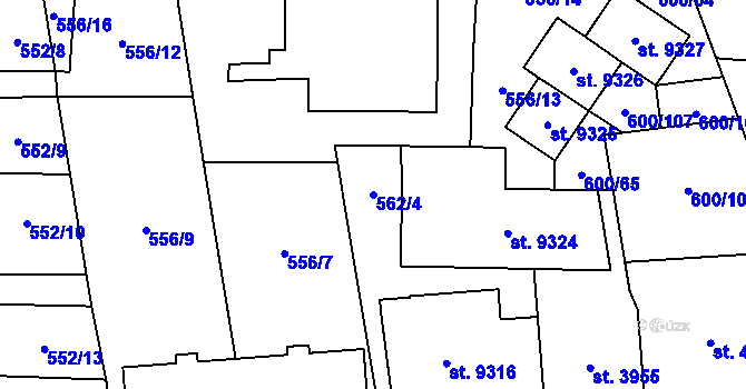 Parcela st. 562/4 v KÚ Zlín, Katastrální mapa