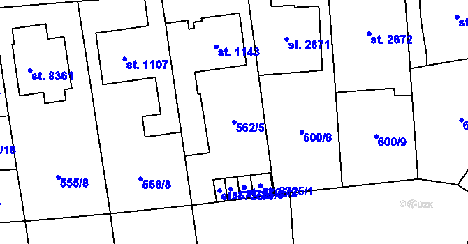 Parcela st. 562/5 v KÚ Zlín, Katastrální mapa
