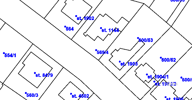 Parcela st. 569/4 v KÚ Zlín, Katastrální mapa