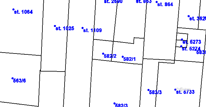 Parcela st. 582/2 v KÚ Zlín, Katastrální mapa