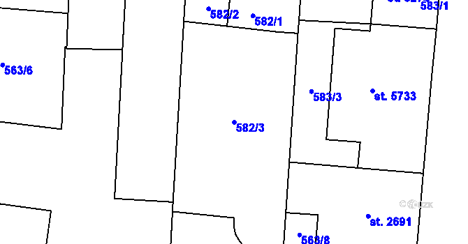 Parcela st. 582/3 v KÚ Zlín, Katastrální mapa