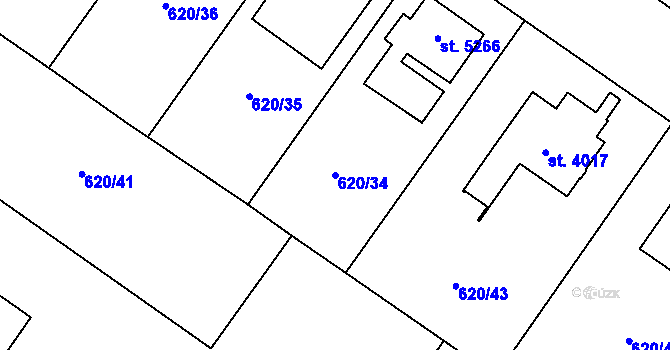 Parcela st. 620/34 v KÚ Zlín, Katastrální mapa