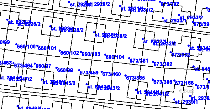 Parcela st. 660/104 v KÚ Zlín, Katastrální mapa