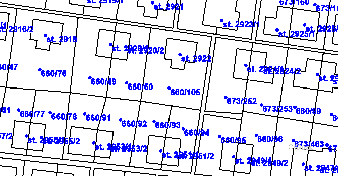 Parcela st. 660/105 v KÚ Zlín, Katastrální mapa