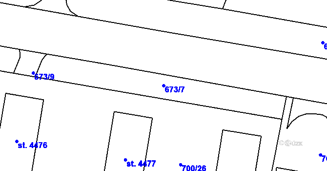 Parcela st. 673/7 v KÚ Zlín, Katastrální mapa
