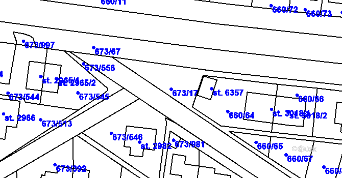 Parcela st. 673/17 v KÚ Zlín, Katastrální mapa