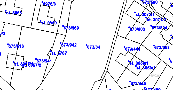 Parcela st. 673/34 v KÚ Zlín, Katastrální mapa