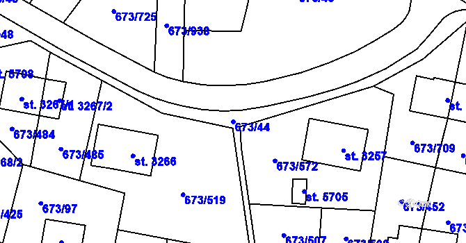 Parcela st. 673/44 v KÚ Zlín, Katastrální mapa
