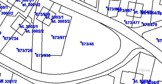 Parcela st. 673/46 v KÚ Zlín, Katastrální mapa