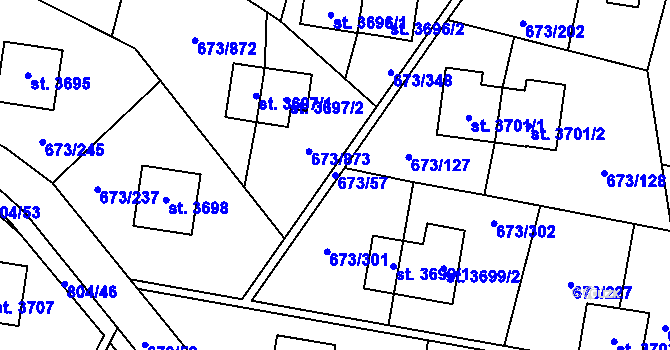 Parcela st. 673/57 v KÚ Zlín, Katastrální mapa