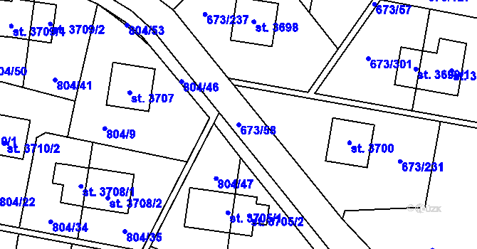Parcela st. 673/58 v KÚ Zlín, Katastrální mapa