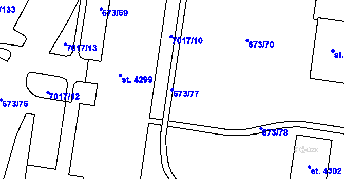 Parcela st. 673/77 v KÚ Zlín, Katastrální mapa