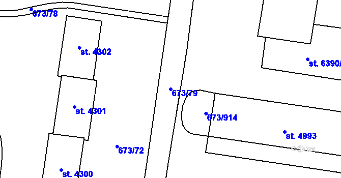 Parcela st. 673/79 v KÚ Zlín, Katastrální mapa