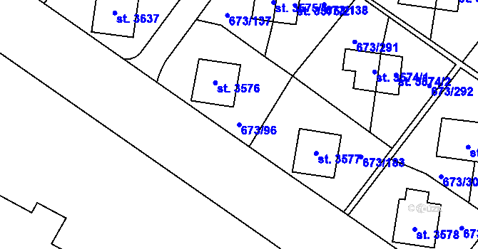 Parcela st. 673/96 v KÚ Zlín, Katastrální mapa