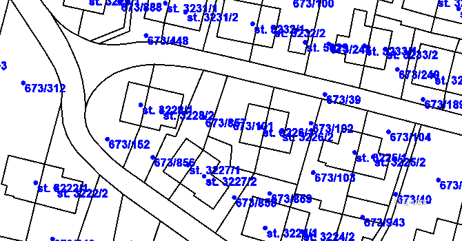 Parcela st. 673/101 v KÚ Zlín, Katastrální mapa