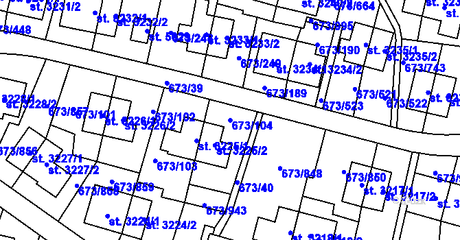 Parcela st. 673/104 v KÚ Zlín, Katastrální mapa