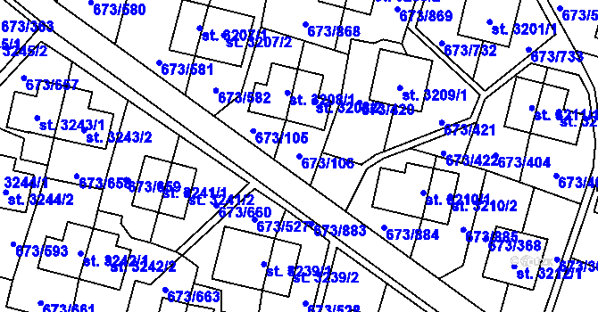 Parcela st. 673/106 v KÚ Zlín, Katastrální mapa