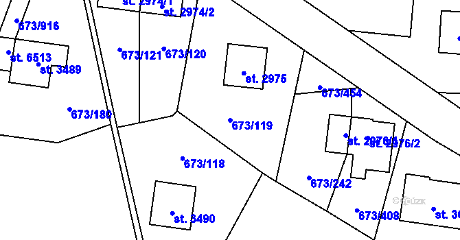 Parcela st. 673/119 v KÚ Zlín, Katastrální mapa