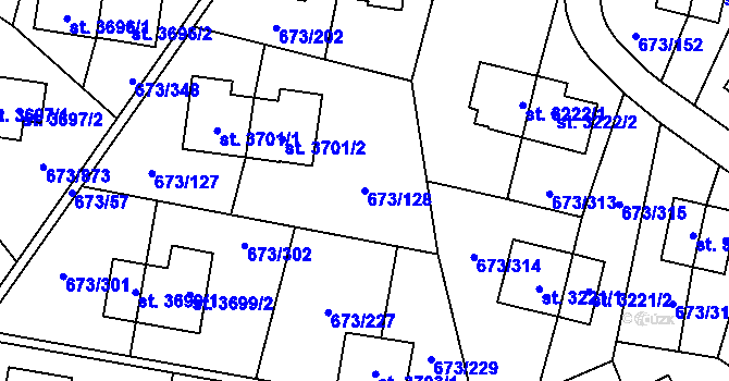 Parcela st. 673/128 v KÚ Zlín, Katastrální mapa