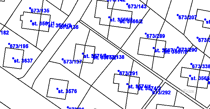 Parcela st. 673/138 v KÚ Zlín, Katastrální mapa