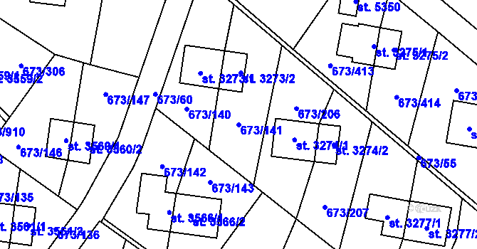 Parcela st. 673/141 v KÚ Zlín, Katastrální mapa