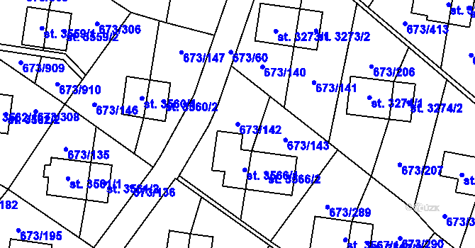 Parcela st. 673/142 v KÚ Zlín, Katastrální mapa