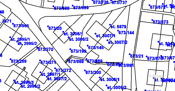 Parcela st. 673/145 v KÚ Zlín, Katastrální mapa