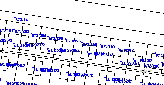 Parcela st. 673/158 v KÚ Zlín, Katastrální mapa