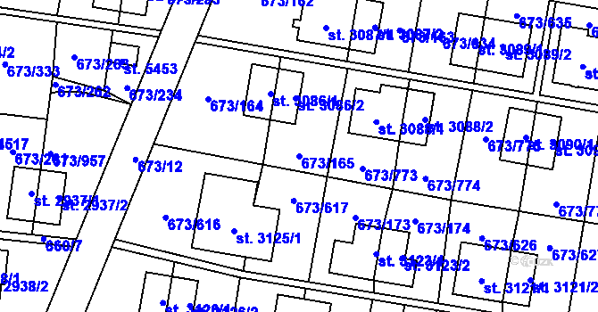 Parcela st. 673/165 v KÚ Zlín, Katastrální mapa
