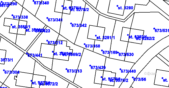 Parcela st. 673/168 v KÚ Zlín, Katastrální mapa