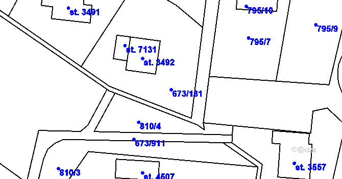 Parcela st. 673/181 v KÚ Zlín, Katastrální mapa