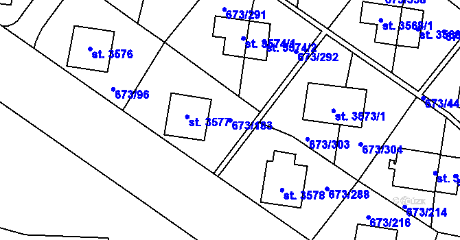 Parcela st. 673/183 v KÚ Zlín, Katastrální mapa