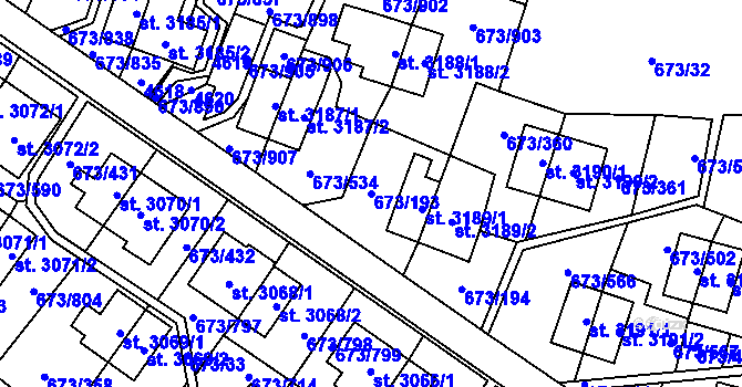 Parcela st. 673/193 v KÚ Zlín, Katastrální mapa