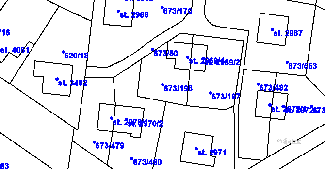 Parcela st. 673/196 v KÚ Zlín, Katastrální mapa