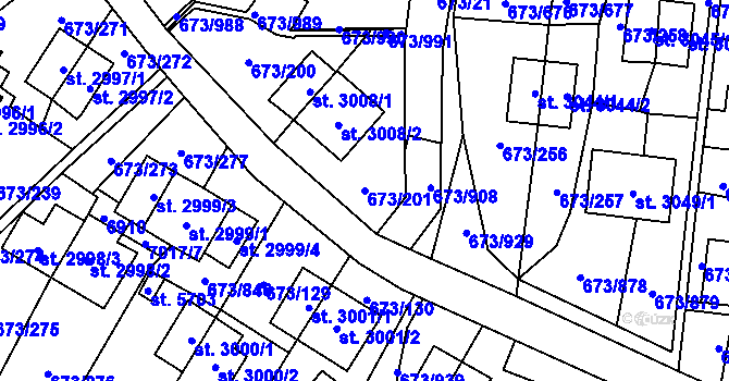 Parcela st. 673/201 v KÚ Zlín, Katastrální mapa