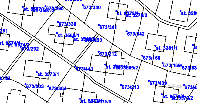 Parcela st. 673/212 v KÚ Zlín, Katastrální mapa