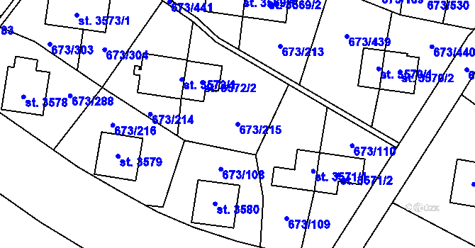 Parcela st. 673/215 v KÚ Zlín, Katastrální mapa