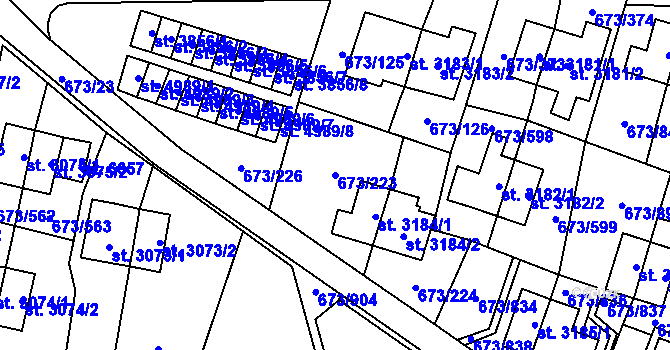 Parcela st. 673/223 v KÚ Zlín, Katastrální mapa