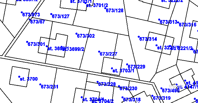 Parcela st. 673/227 v KÚ Zlín, Katastrální mapa