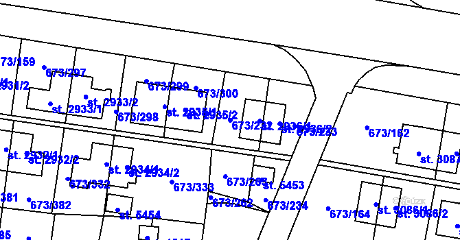 Parcela st. 673/232 v KÚ Zlín, Katastrální mapa
