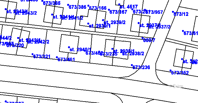 Parcela st. 673/235 v KÚ Zlín, Katastrální mapa