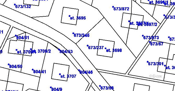 Parcela st. 673/237 v KÚ Zlín, Katastrální mapa